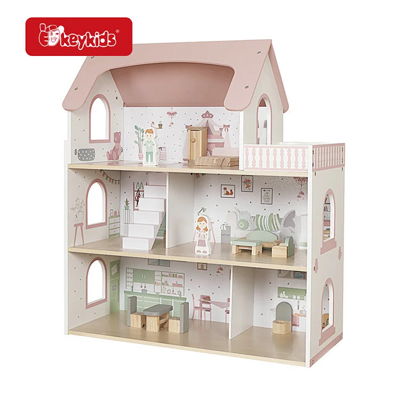 Realistic Toy Furniture Wood Modern Family Dollhouse for Kids Ages 3+ W06A587B